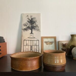 Handmade Ceramic Stoneware Planters - lot of 2